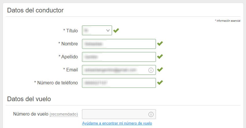 Cuadro a completar con los datos del conductor o conductora